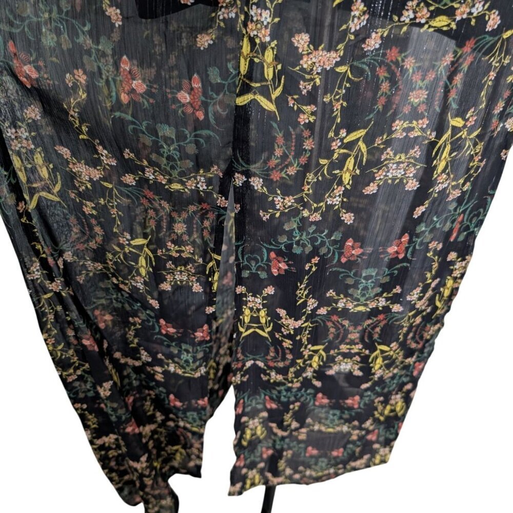 Jealous Tomato Floral Off Shoulder Maxi Dress Womens Size Small Black Front Slit - Picture 4 of 12